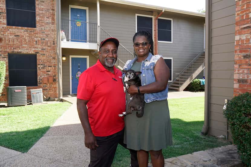 Carlon and Mary Shelton, with their dog Pickles, downsized to a three-bedroom, two-bath...