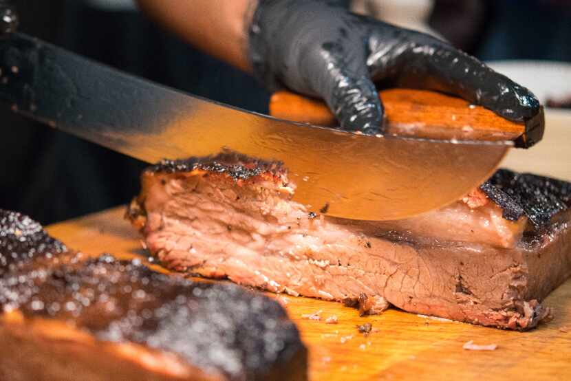 Sliced brisket from some of the best smokehouses in the Texas Hill Country and North Texas...