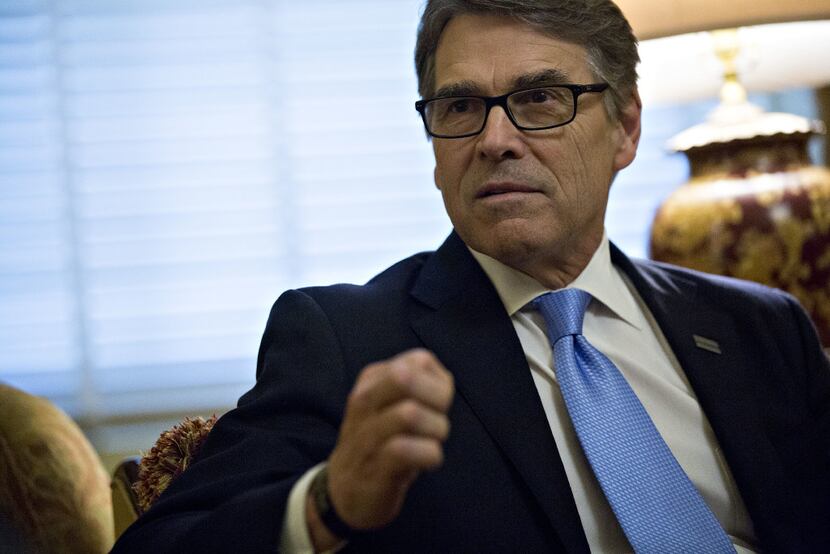 Rick Perry, secretary of energy nominee for president-elect Donald Trump, speaks during a...