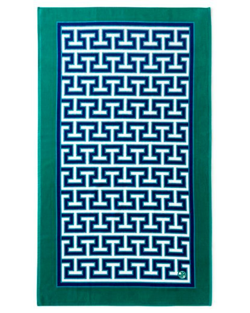 
Leave it to Greek key king Jonathan Adler to create a towel with a hint of the symbol and...