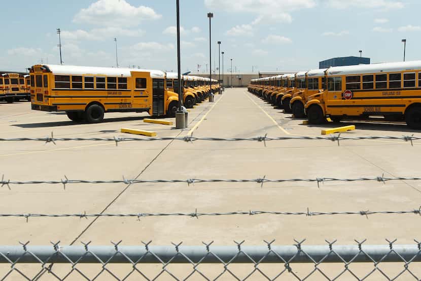 Buses at the Garland ISD Transportation Facility in Garland Texas, on July 12, 2013.