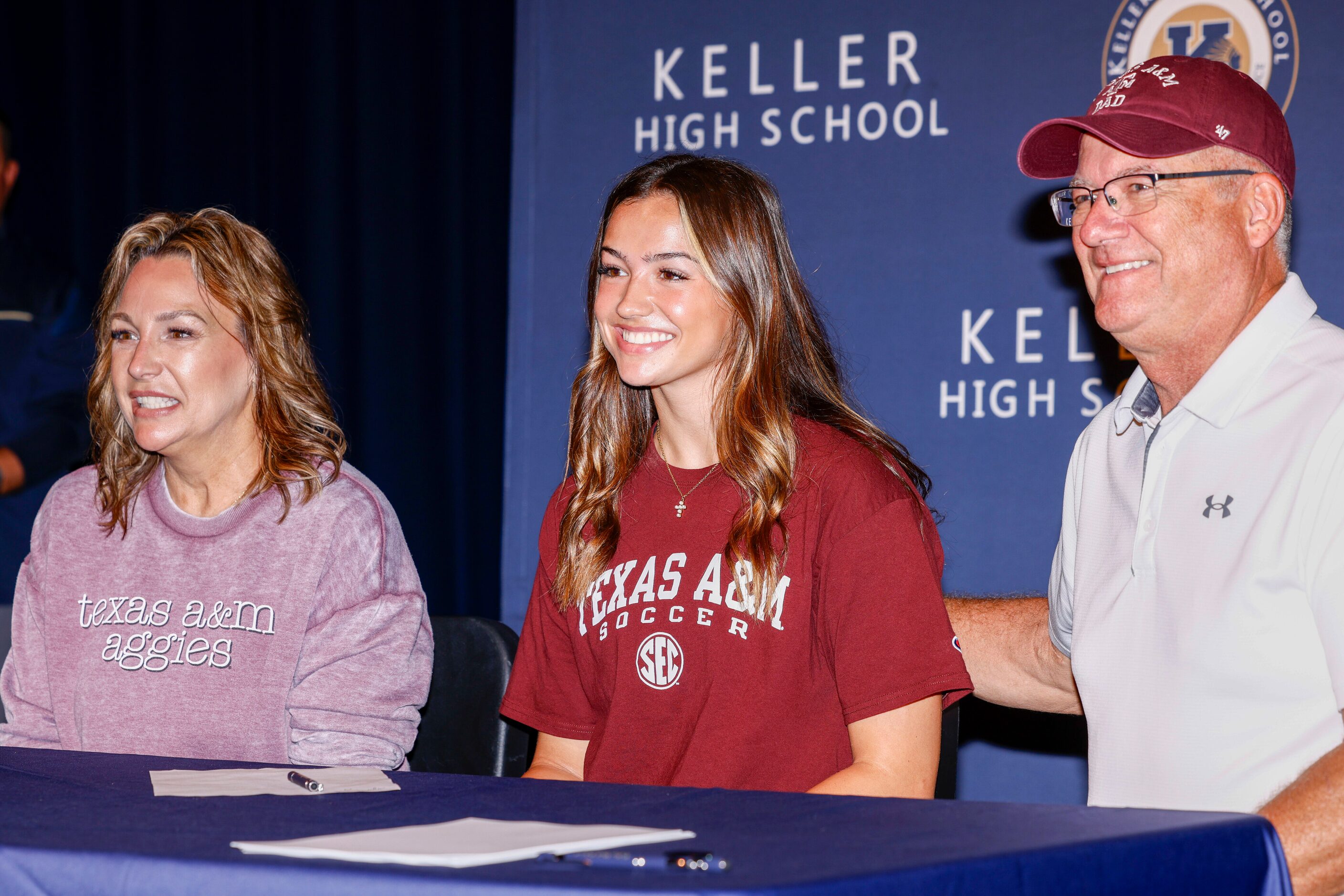 Keller soccer player Sydney Fuller poses for a photo with her mother Jana Fuller (left) and...