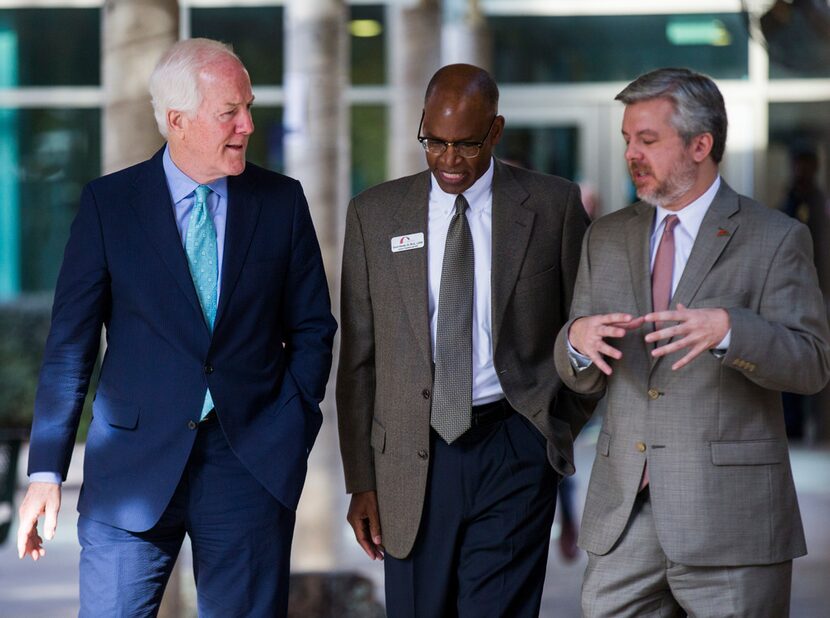 In this 2017 file photo, U.S. Sen. John Cornyn (left) toured The Bridge Homeless Recovery...