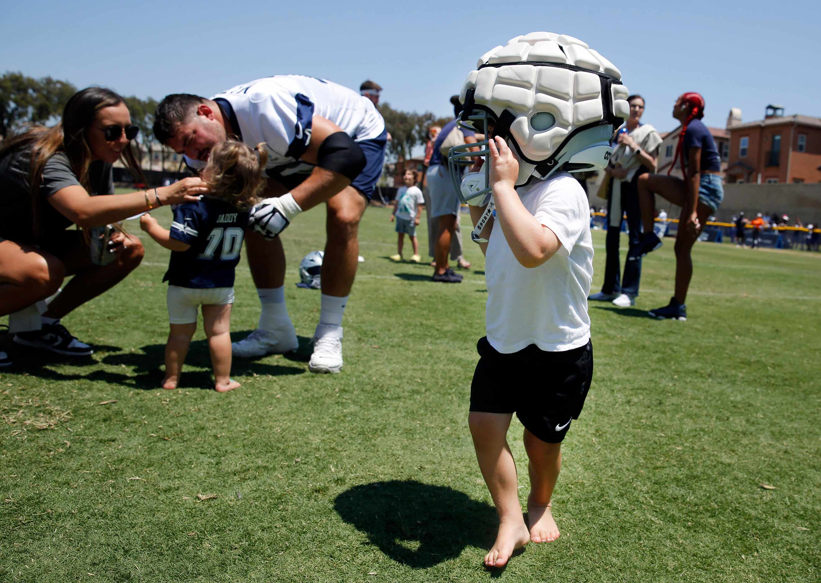 during a Dallas Cowboys training camp practice in Oxnard, California, July 29, 2022.