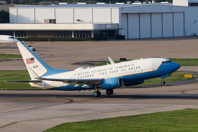 Air Force Two carrying Vice President Kamala Harris takes off from Dallas Love Field...
