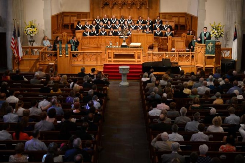 
The Rev. Bryan Dunagan gives a sermon during his first service as senior pastor at Highland...