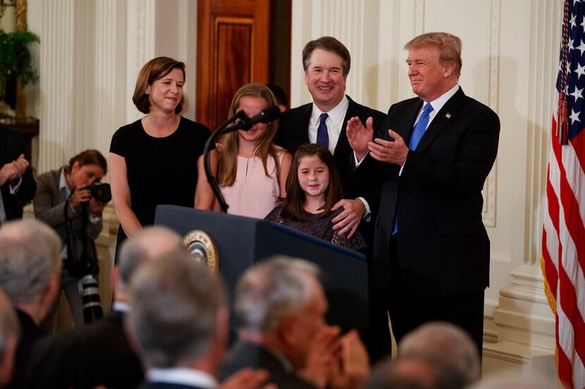 President Donald Trump announces Brett Kavanaugh as his Supreme Court nominee, in the East...