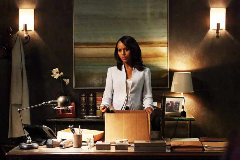 This undated publicity photo released by ABC shows Kerry Washington as Olivia Pope in a...