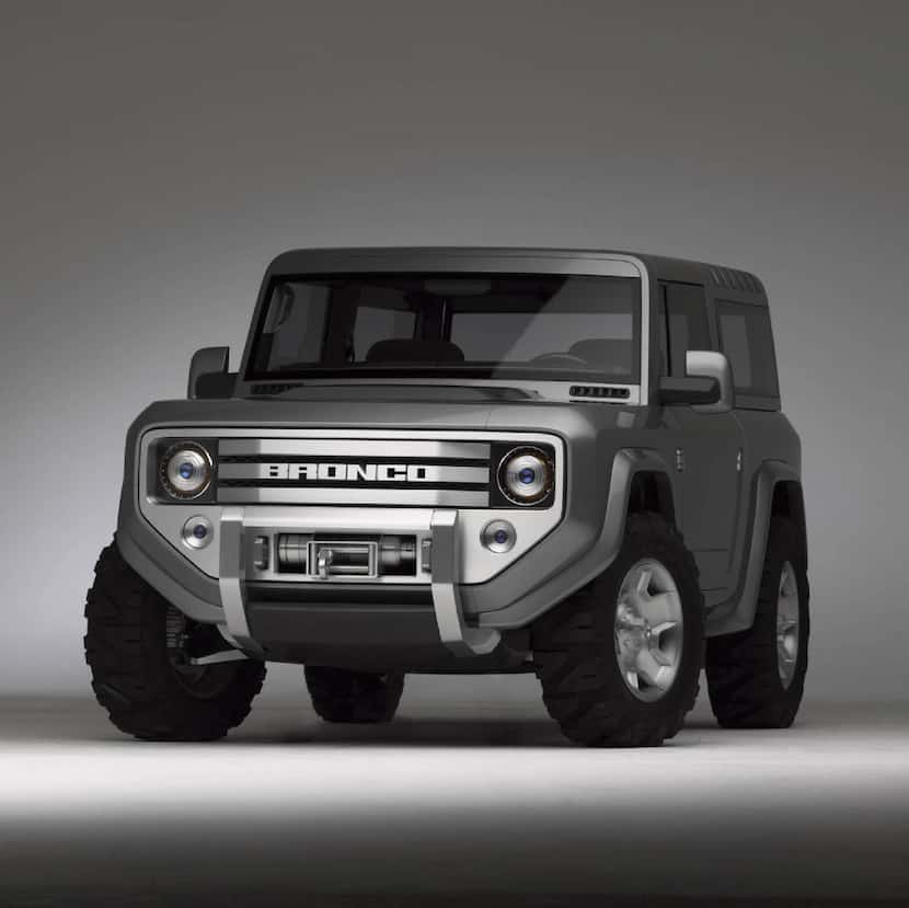 A teaser image of the redesigned Bronco released by Ford ahead of the 2021 reintroduction of...