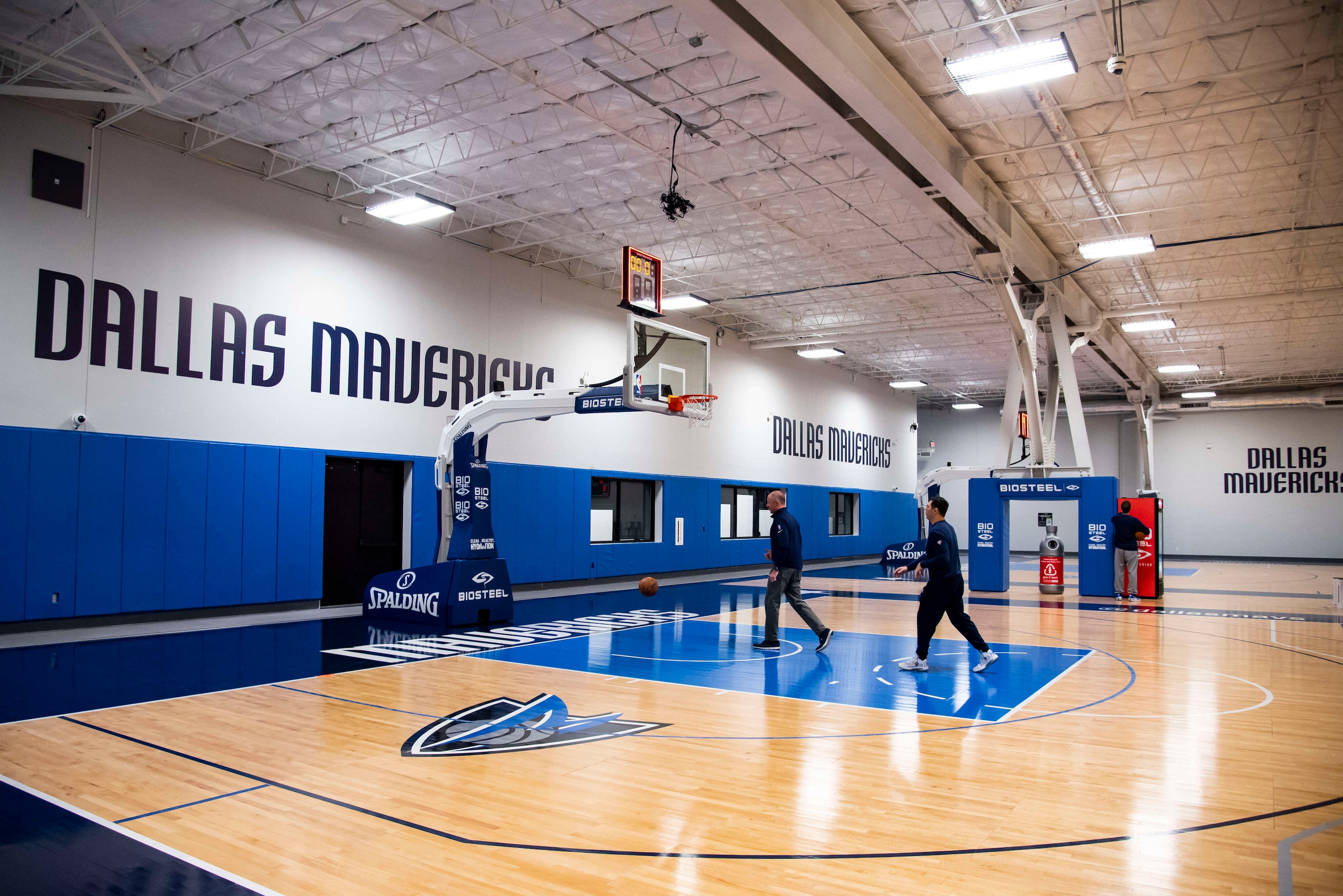 A view of the new practice court at the Dallas Mavericks BioSteel Practice Center in...