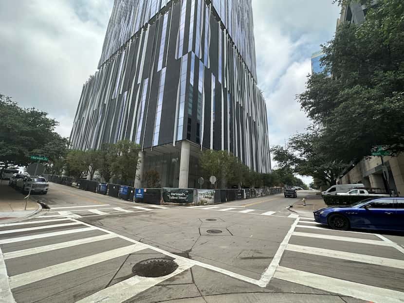 The 27-story Harwood No. 14 tower north of downtown Dallas will house offices and two...