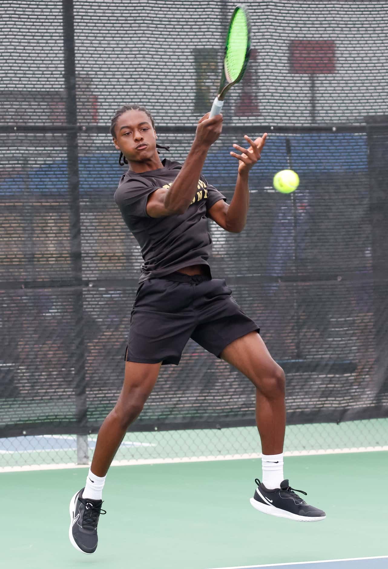 Dallas Pinkston's Malcolm Moore defeated Andrews' Maddox Foster in a 4A boys singles match...