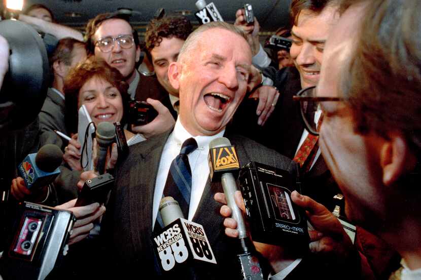 This May 5, 1992 file photo shows Texas billionaire Ross Perot laughing after saying "Watch...