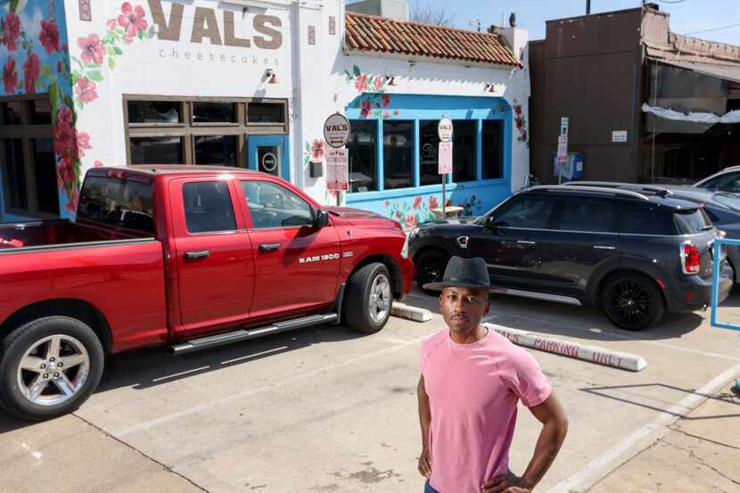 Owner Valery Jean-Bart stands in front of Val's Cheesecakes on Greenville Avenue in Dallas...