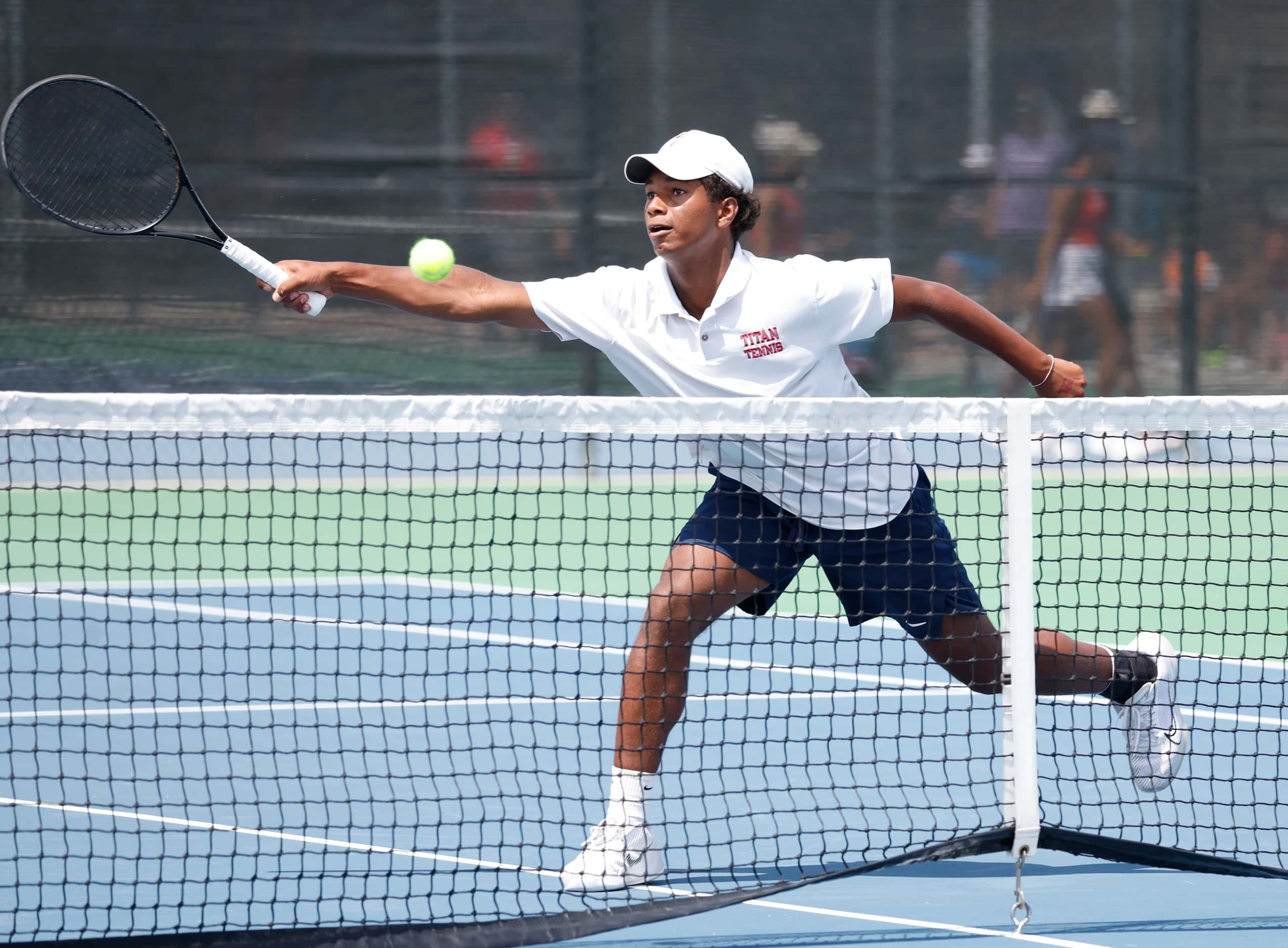 5A boys doubles final:  Frisco Centennial  Eduardo Cruz looks to make a return against...