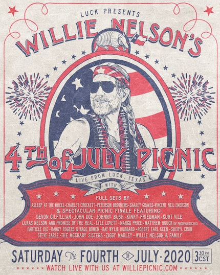 Willie Nelson's 4th of July Picnic will take place as an online event this year due to...