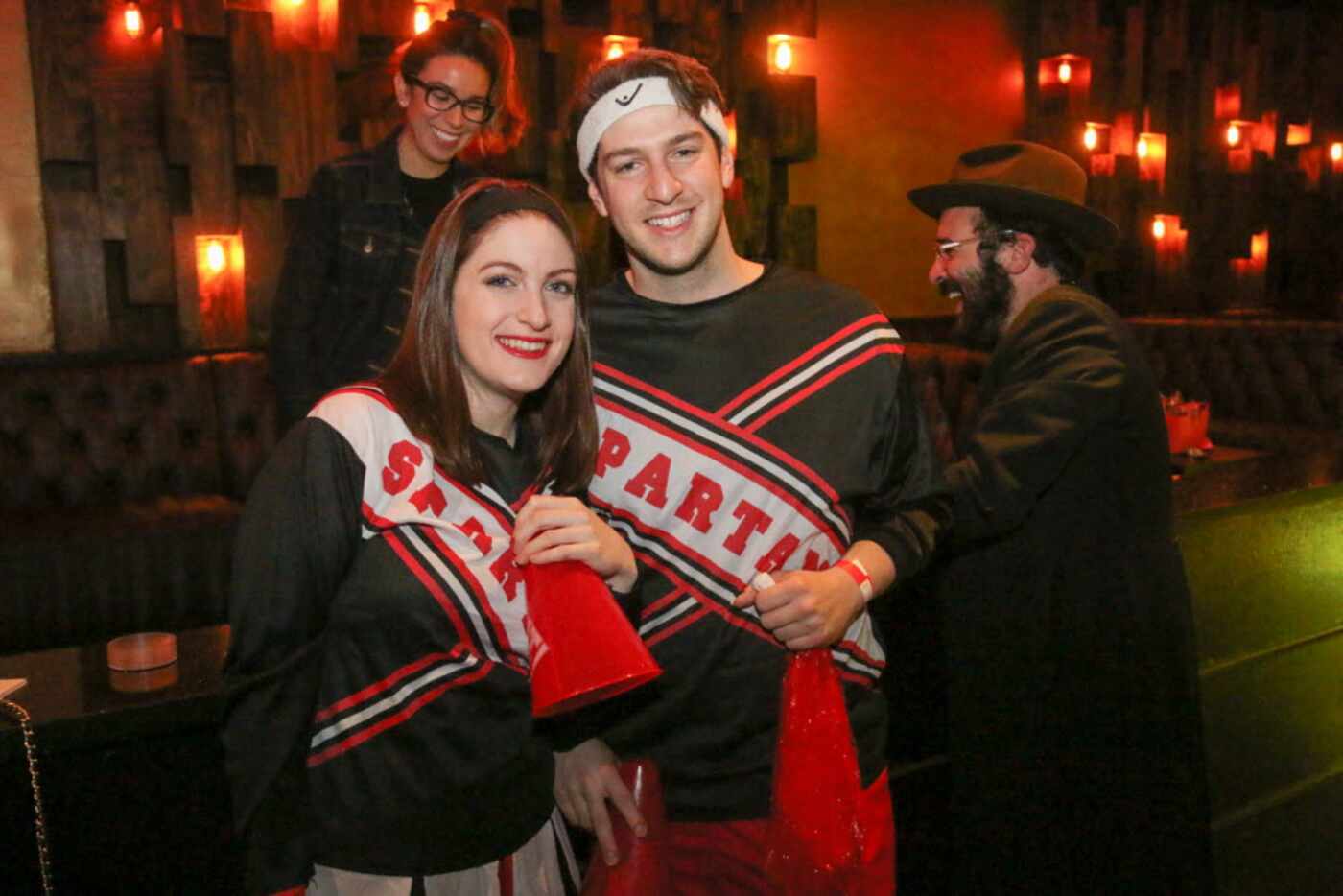Chelsea Sinclair and Austin Litoff at the 10th Annual Intown Chabad Purim party at Avenu in...