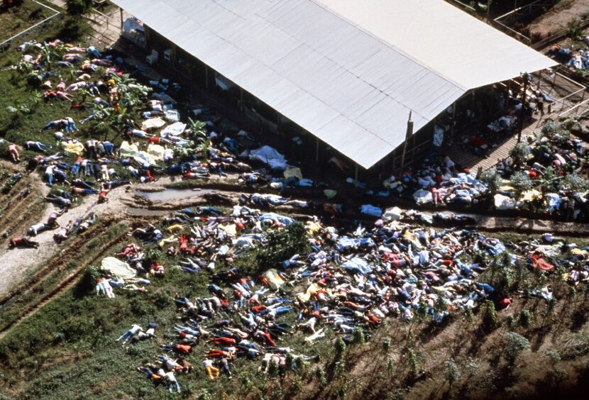 Dead bodies lie around the compound of the Peoples Temple cult on Nov. 18, 1978 after more...