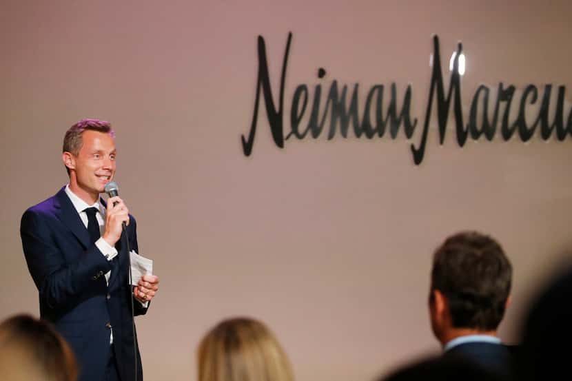 Neiman Marcus CEO Geoffroy van Raemdonck spoke during a VIP party for the art exhibit "Dior:...