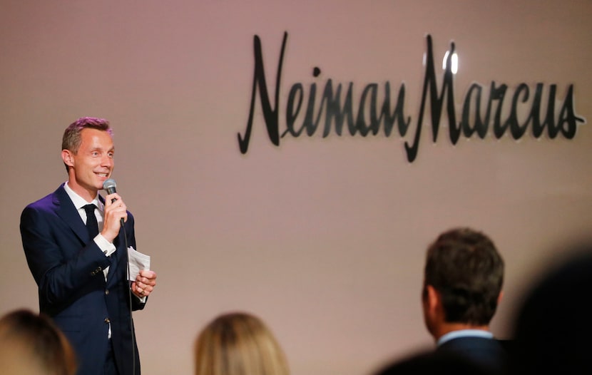 Neiman Marcus CEO Geoffroy van Raemdonck spoke during a VIP party for the art exhibit "Dior:...