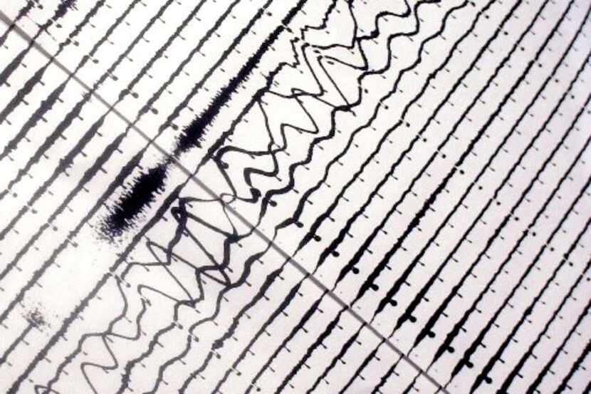 This fiel art shows a seismograph reading taken Jan. 26, 2001 at the Natural History Museum...