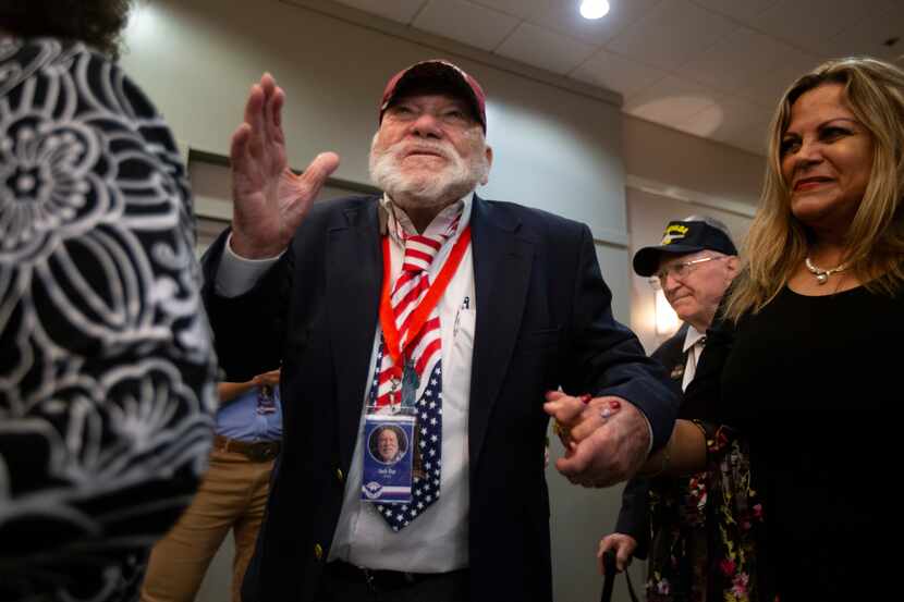 Navy veteran Jack Dye was all smiles as and other veterans honored during Thursday's gala in...