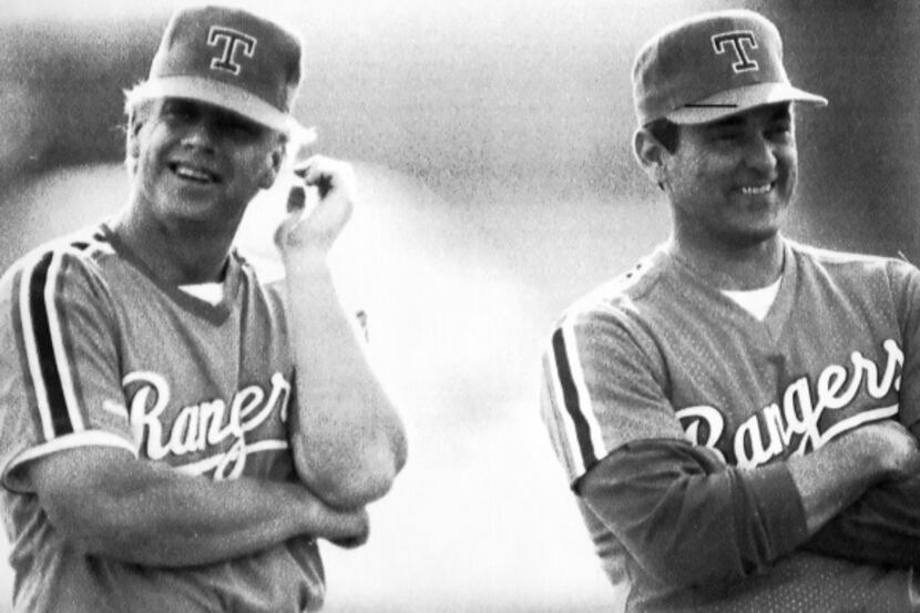 Nolan Ryan, with Buddy Bell at spring training in Port Charlotte, Fla., in 1989, joined the...
