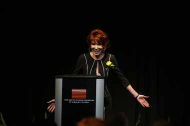 In this 2016 file photo, author Sandra Brown accepts her award during the Press Club of...