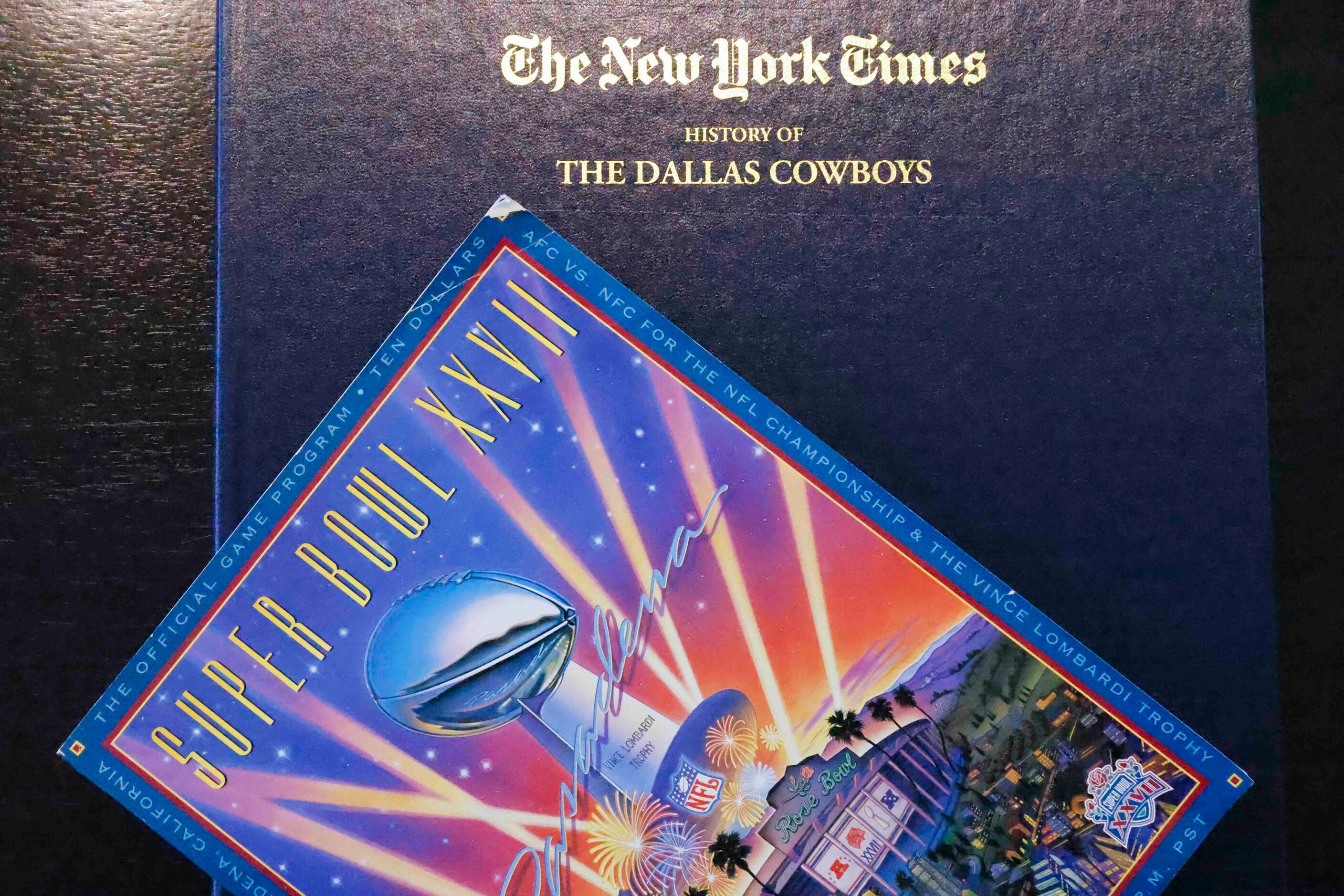 Part of Dallas Cowboys memorabilia belonging to the Andres family at their residence on...