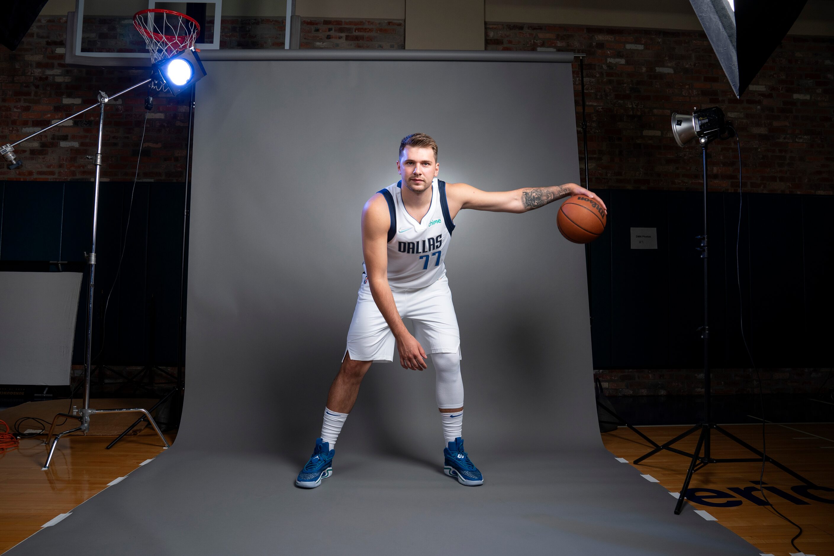 Dallas Mavericks guard Luka Dončić (77) poses for a portrait during the Dallas Mavericks...