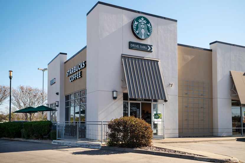 The Starbucks location at Preston Road and Alpha Road in Dallas, on Jan. 14, 2021. Starbucks...