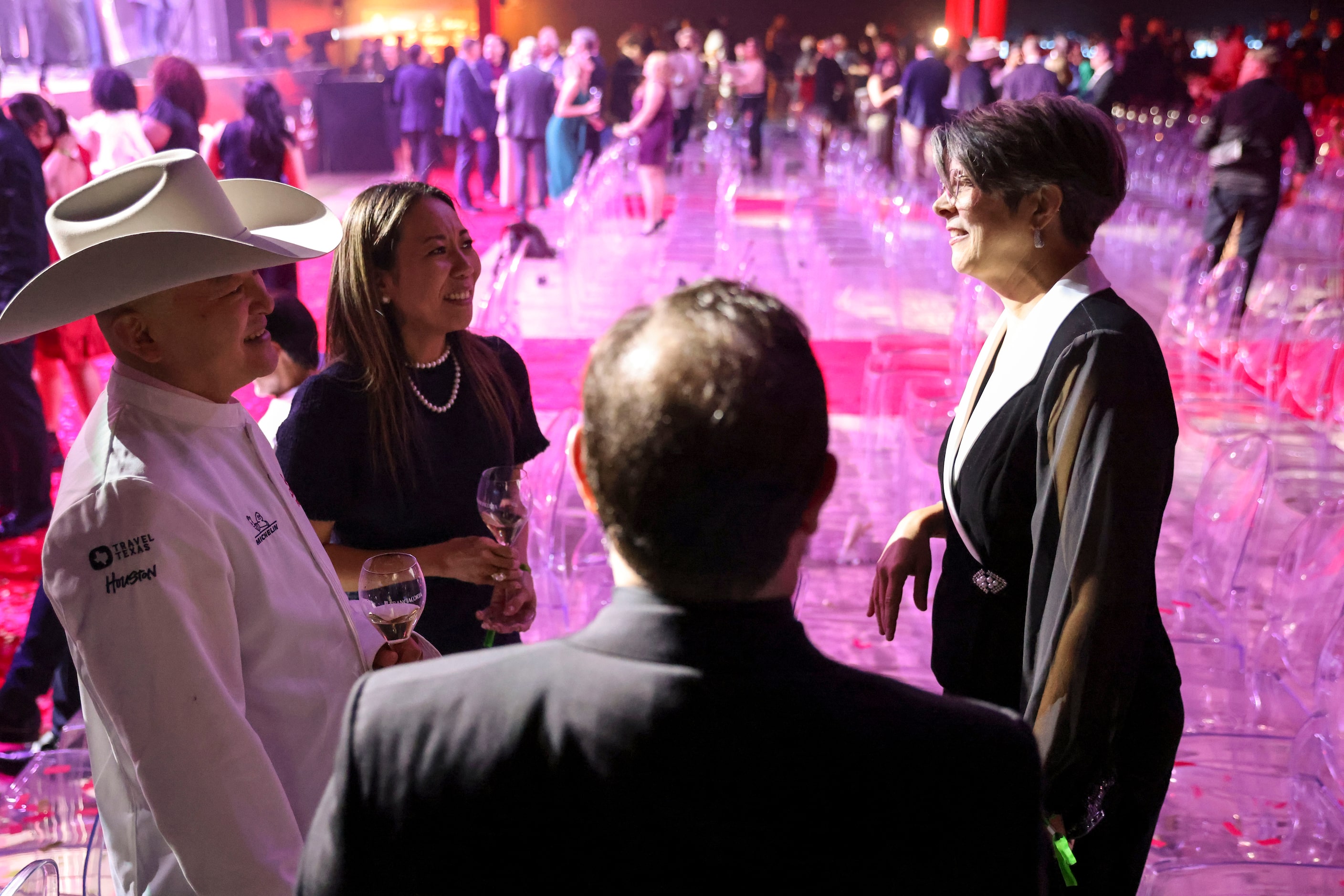 From left, Chef Tatsuya Sekiguchi of Tatsu Dallas his wife Hiroko Sekiguchi interact with...