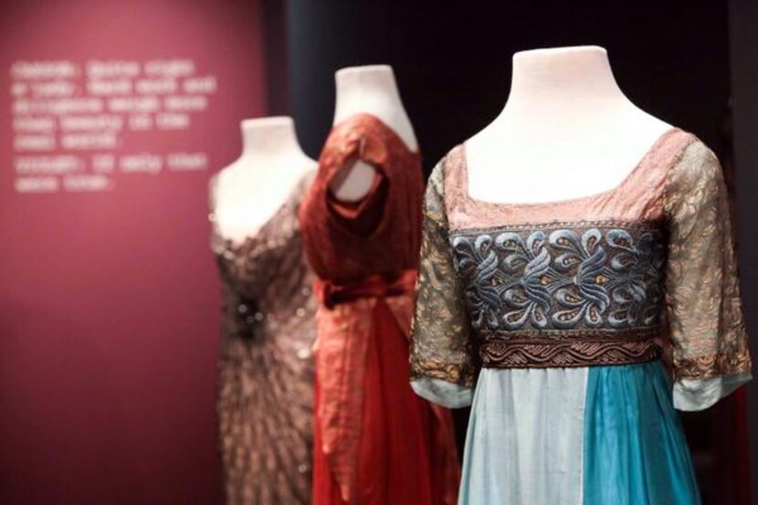 
Costumes from the hit British television drama "Downton Abbey" at the Winterthur Museum in...