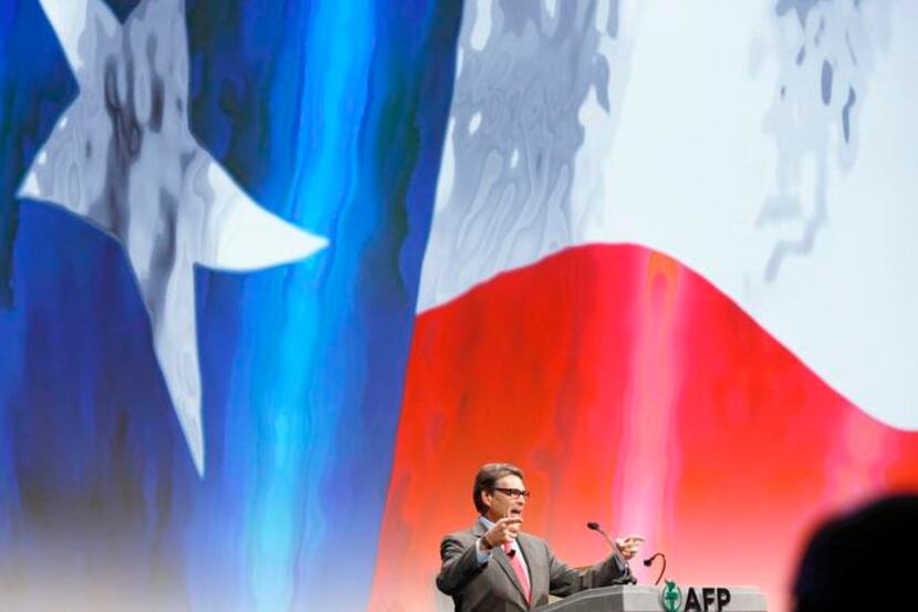 
Gov. Rick Perry, at the Omni Dallas Hotel on Friday, said, “Mr. President, the peace of the...