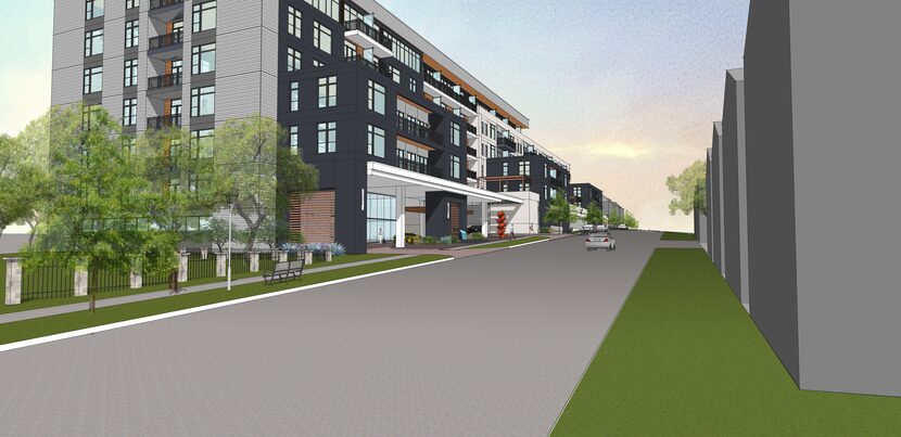 The Drake at White Rock Lake condo building is planned near Tenison Park Golf Course.