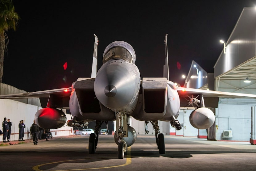 In this photo provided by the Israeli army, armed Israeli Air Force planes depart from an...