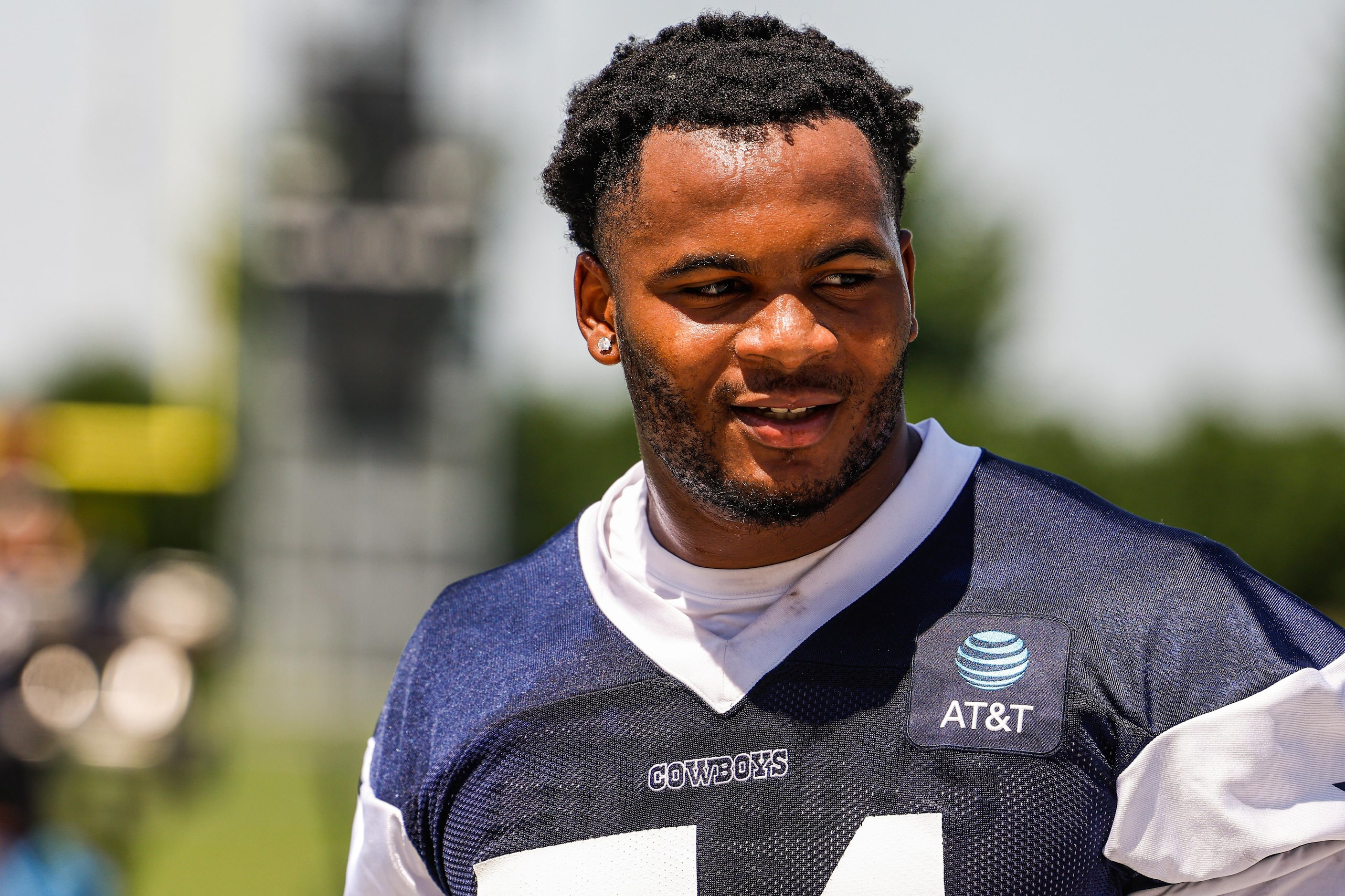 Dallas Cowboys (54) Sam Williams as he leaves the field after a Cowboys rookie minicamp at...