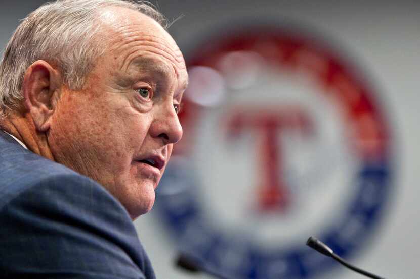 FILE - In this Jan. 19, 2012, file photo, Texas Rangers president Nolan Ryan speaks to...