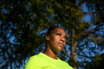 Ebony Davis says Rush handcuffed her and beat her. (Lynda M. González/The Dallas Morning News)