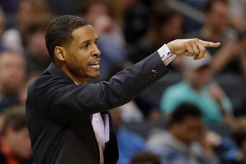 Charlotte Hornets associate head coach Stephen Silas directs his team against the Utah Jazz...