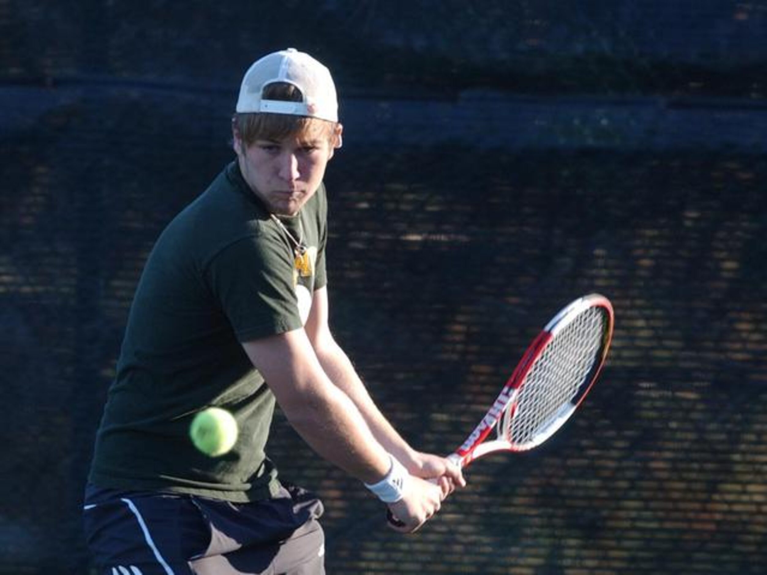 Frisco Legacy Christian junior Taylor Thrash, a two-time TAPPS tennis champion, practices on...