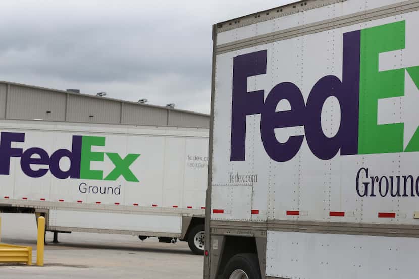 Trailers wait to be unloaded at the FedEx Ground Dallas Hub in Hutchins.