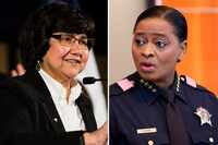 Composite image feature former Dallas County Sheriff Lupe Valdez (left) and Dallas County...