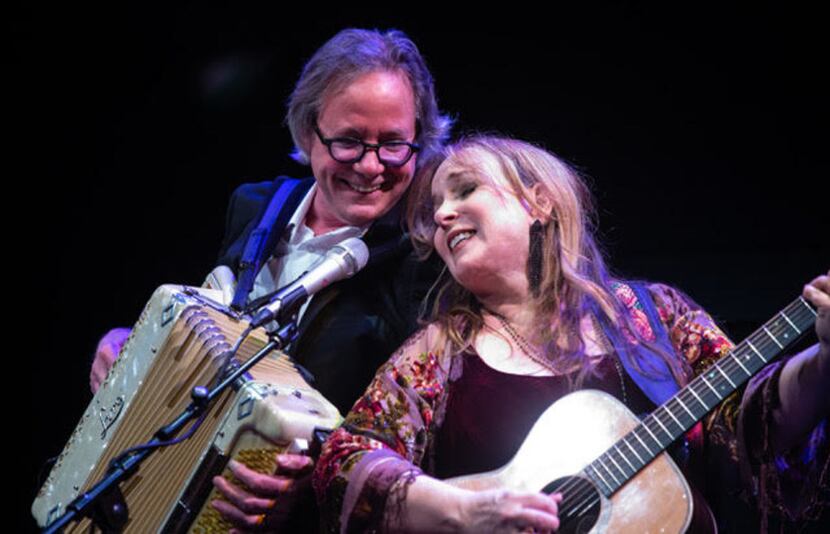 Barry Walsh and Gretchen Peters perform at the MCL Grand Theater in Lewisville on Feb. 17,...
