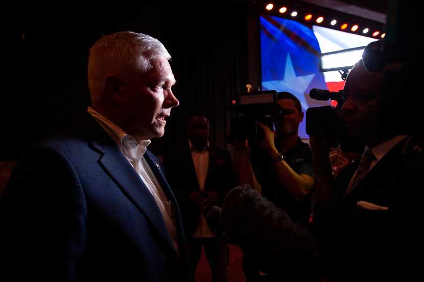 Pete Sessions, spoke to the media in November 2018 after conceding his U.S. House race to...