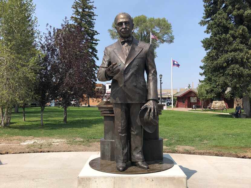 The James Cash Penney statue has been relocated to Triangle Park in Kemmerer, Wyo., from Plano.