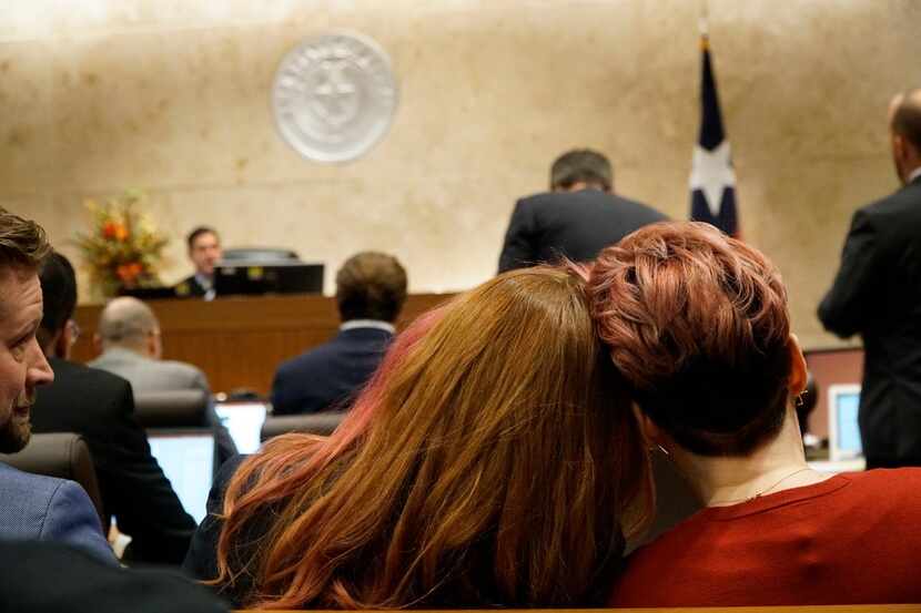 Jamie Marchi and Monica Rial comforted each other at a hearing earlier this month in the...