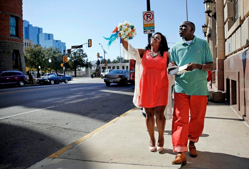 
Louvenia Jackson points out features in the downtown skyline as she walks with soon-to-be...