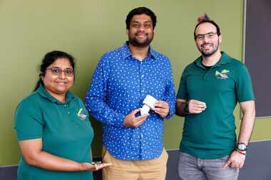 Bioengineering professor Shalini Prasad (left), Vikram Narayanan Dhamu, doctor of...