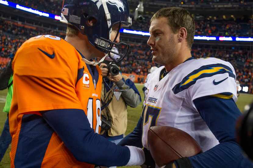 Peyton Manning's Broncos and Philip Rivers' Chargers meet for the third time this season in...
